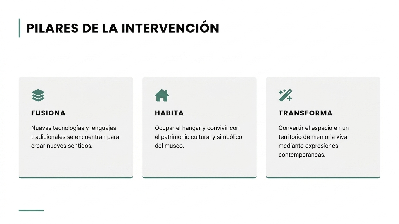 pilares de la intervencion: fusiona, habita, transforma
