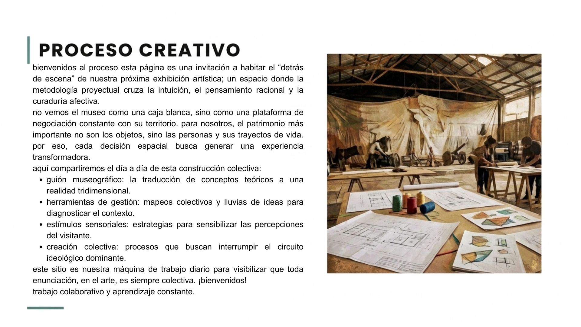 Proceso creativo, ideas, conceptos, desarrollo de las obras